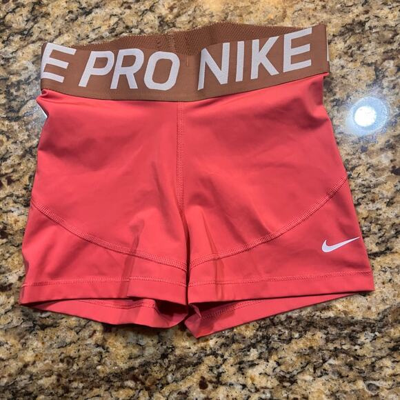 NIKE Women Small 3" Pro Short Pink White Tan Workout Training Gym Dri Fit - Picture 2 of 6